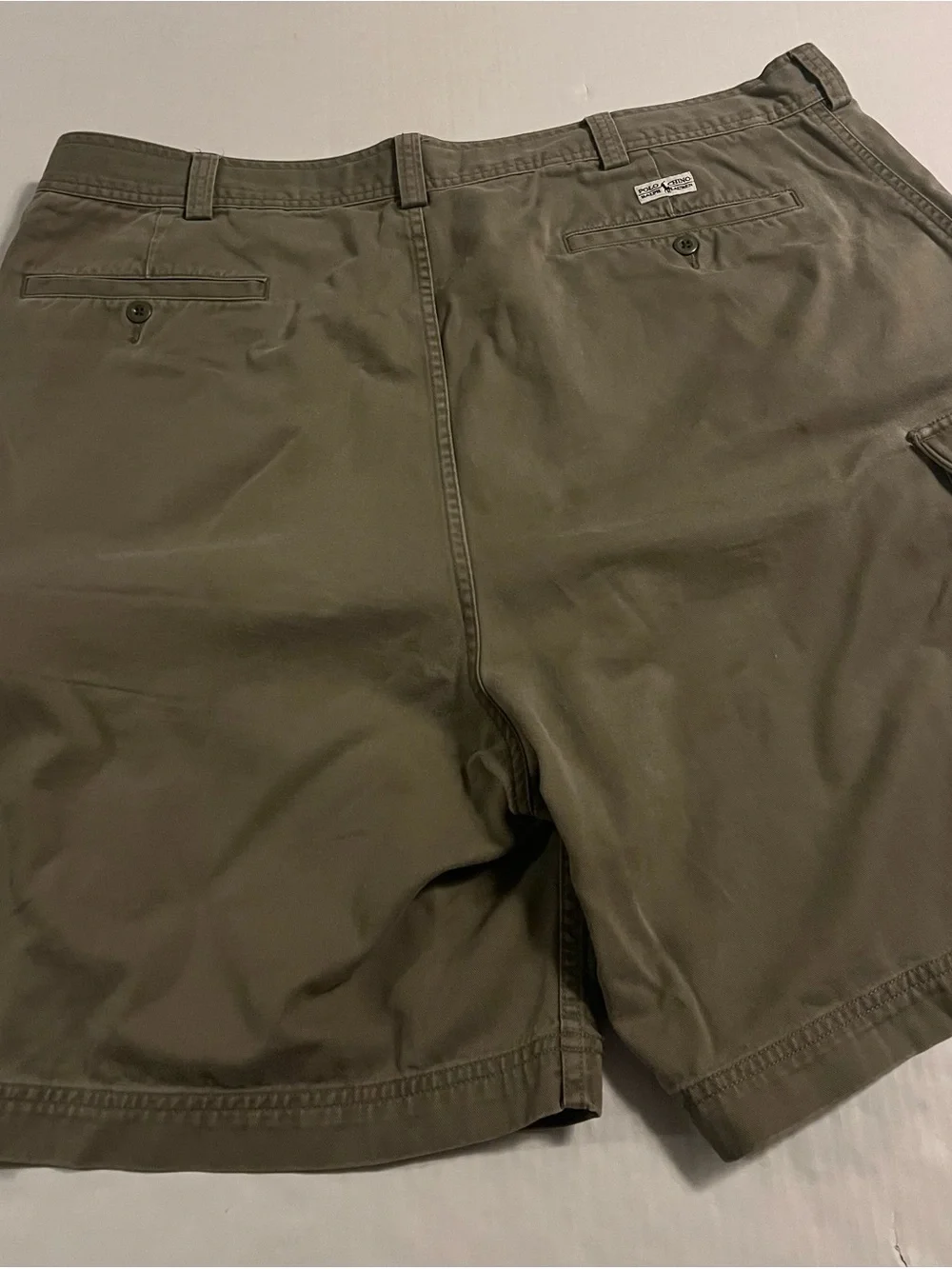 VTG Polo Ralph Lauren Chino Khaki Cargo Utility Shorts Sz 42 Pockets Preppy Y2K